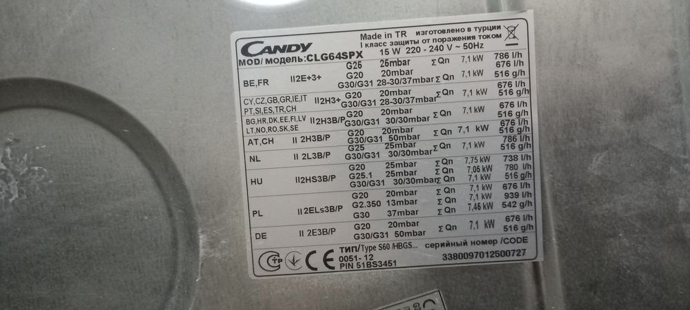 Placa a gás canalizado/ placa candy