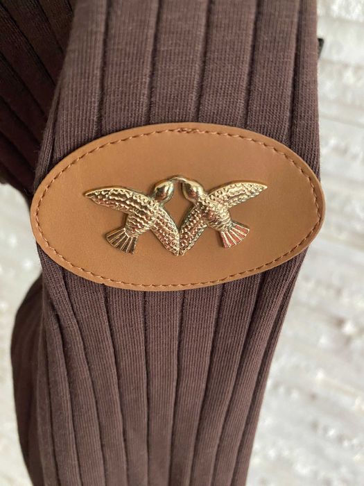 Rezerwacja Bluzka bawełniana  czekoladowa prążek zip naszywka jaskółki