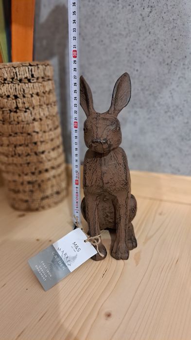 Żeliwna figurka Zając M&S Garden | Solidna Ozdoba Ogrodowa 27cm Żeliwo