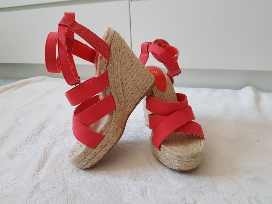 Nowe sandały koturny 38 39 h&m czerwone letnie wysokie sexy
