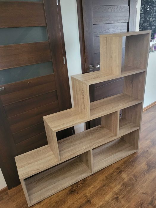 zestaw biurko, regał i półka