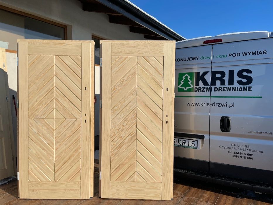 Drzwi zewnętrzne drewniane sosnowe NA KAŻDY WYMIAR