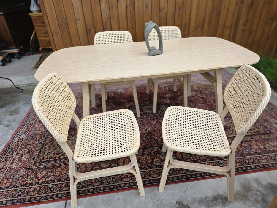 VOXLÖV bambusowy jasny stół  + 4 krzesła Ikea #2139 Stylowy Węgrow
Stó