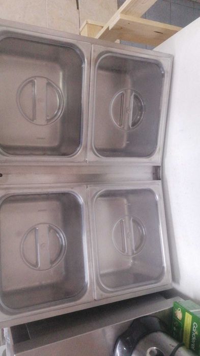 venda de  armário em inox com 4 cubas e de mesa de cortar bacalhau