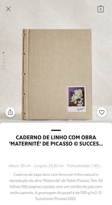 CADERNO DE LINHO 'MATERNITÉ® DE PICASSO Zara Home NOVO