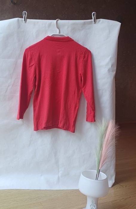 Mohito piękny czerwony sweter sweterek S kołnierzyk XS 34 elegancki