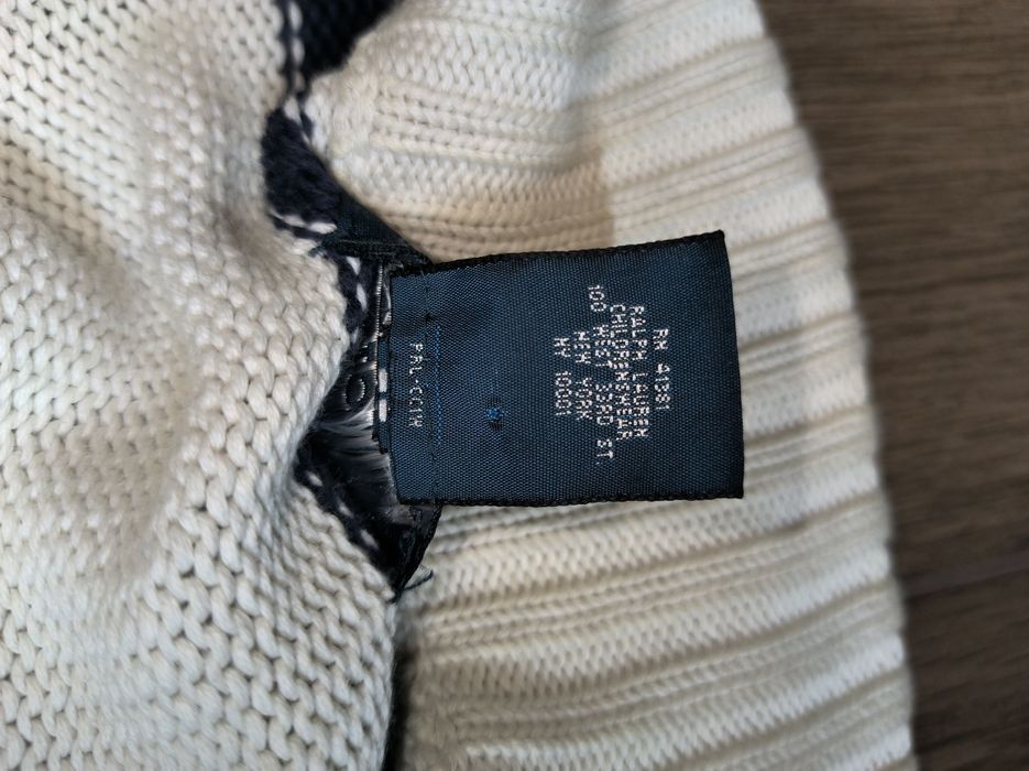 Білий в'язаний 1/3 зіп светер в лінію Polo Ralph Lauren