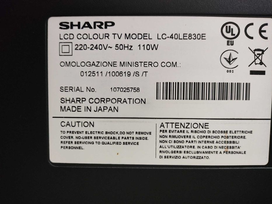 SHARP LC-40LE830E 40cali 2 linie na ekranie tylko odbiór osobisty