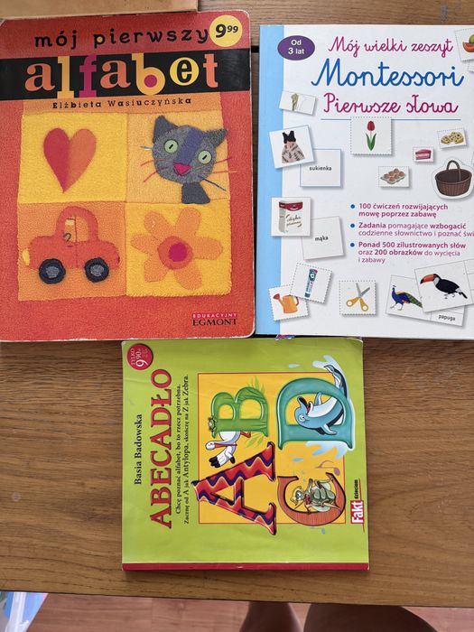Zestaw 3 książek edukacyjnych – alfabet + Montessori