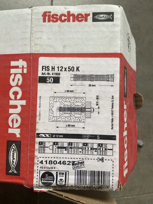 Caixa de 34 buchas Fischer FIS H 12x50 K