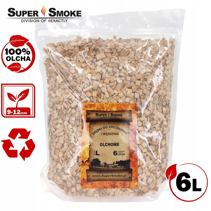Zrębki Wędzarnicze Super Smoke OLCHA KL-10 (9-12mm) Large 6L Doypack