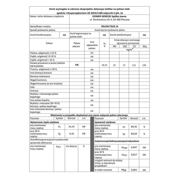 PELLPAL DUO 14 kW + montaż