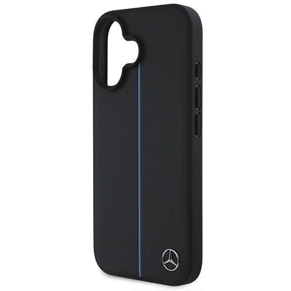 Etui Mercedes MB Blue Line Leather MagSafe na iPhone 16 - czarne