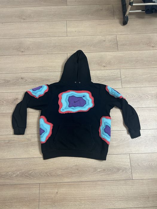 Чорне худі Nike з унікальним багатошаровим дизайном, кастом, nike custom
