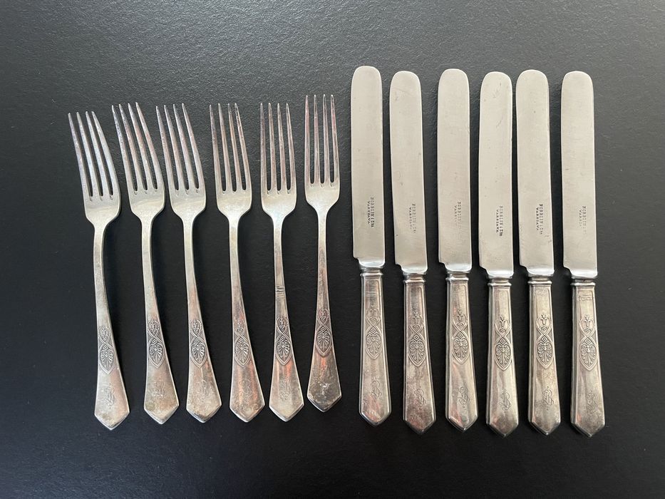 Piękne sztućce Norblin Warszawa Empire Art Deco n. Hennenberg Fraget