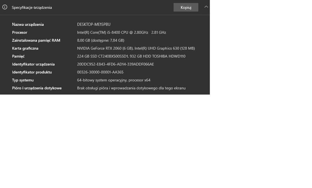 Komputer i5 8400 RTX 2060