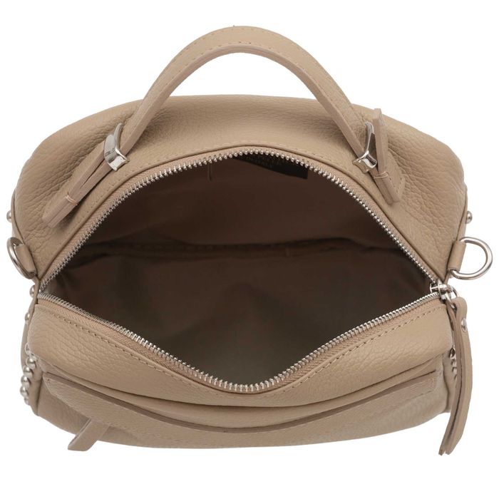 VERA PELLE torebka damska skórzana listonoszka z paskiem V167 kremowa