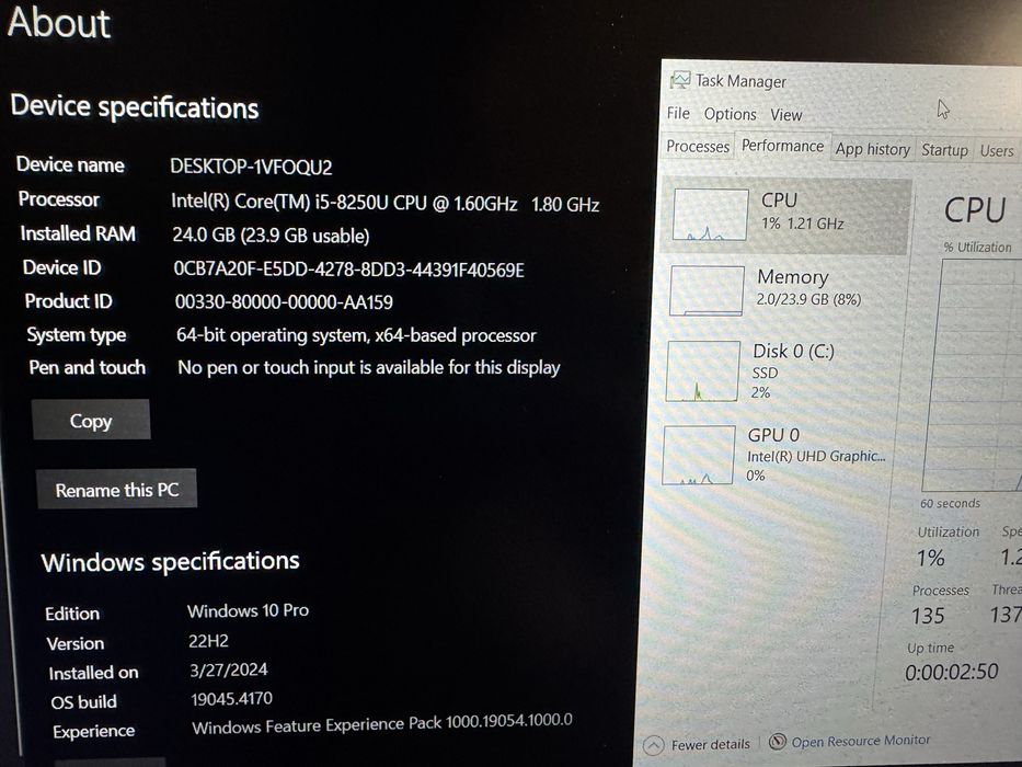 Lenovo ThinkPad E580 i5 8250U / 24GB RAM / SSD / Win10 Pro
