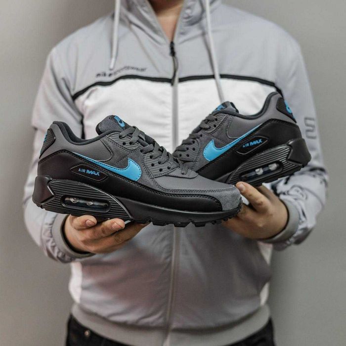 !SALE! Nike Air Max 90 Dark Grey/Black/Blue 40 41 42 43 44 45 46 найк аір макс