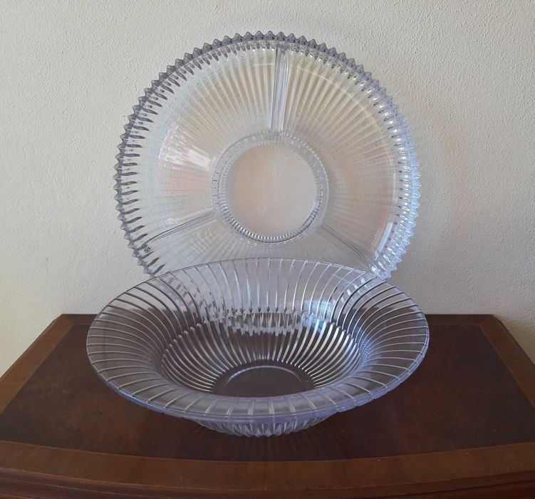 Grande Prato Lapidado para aperitivos em Cristal