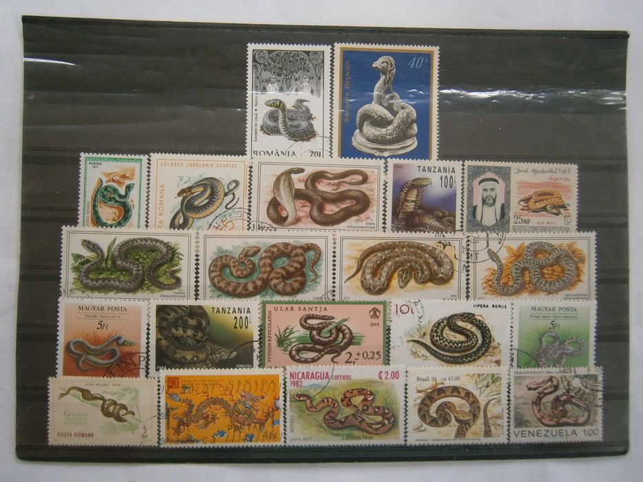 30 selos do tema Cobras todos diferentes