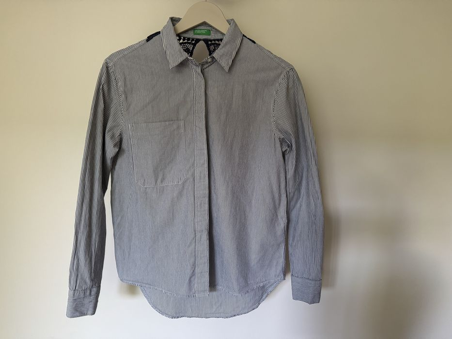 Pasiasta koszula Benetton r. S szydełko koronka boho