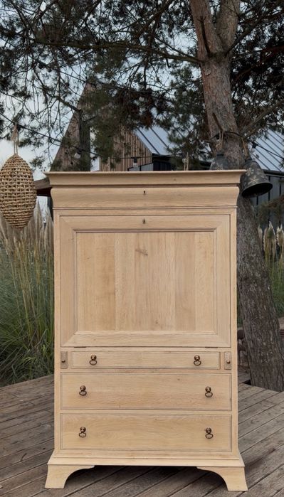 Komoda - sekretarzyk z litego dębu , stan surowy