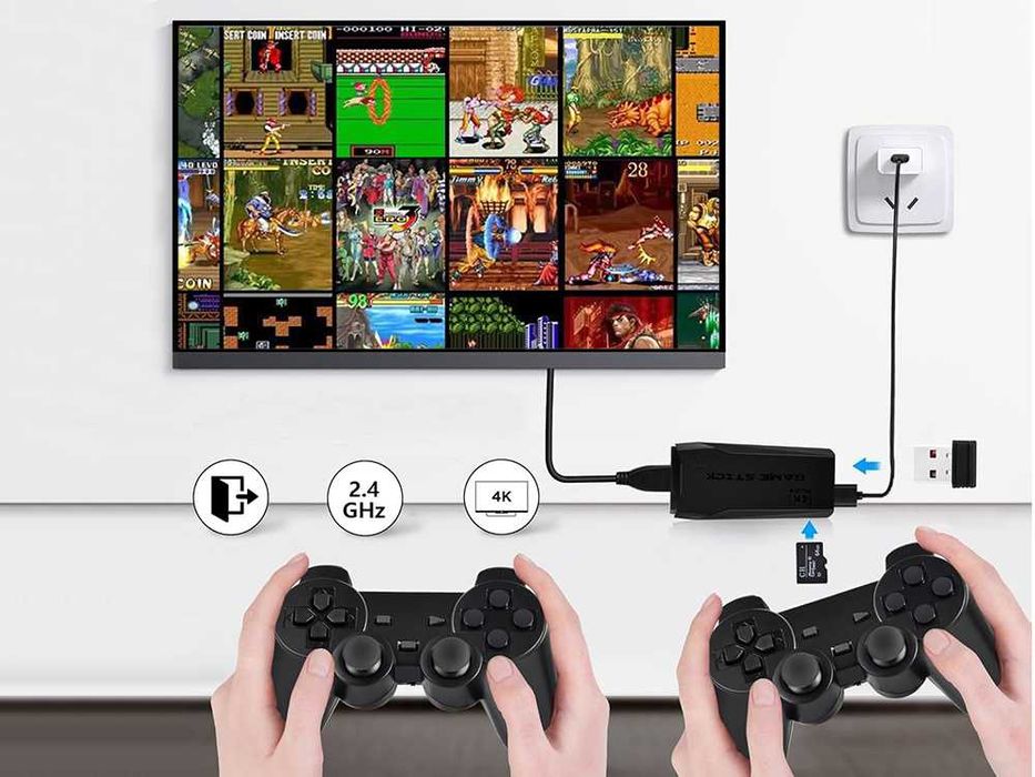 Consola de jogos retro com 2 comandos sem fio ligação hdmi