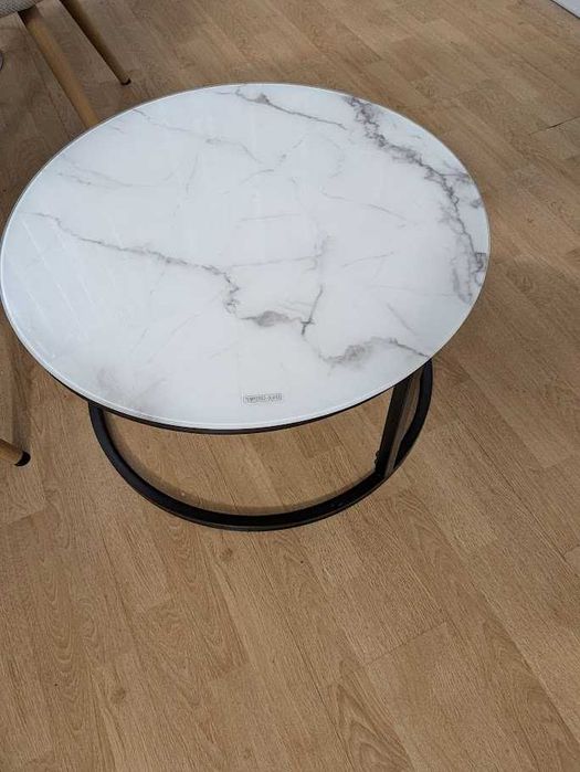 Stolik kawowy pomocniczy 60cm blat szkło hartowane, wysokość 34cm, nieużywany