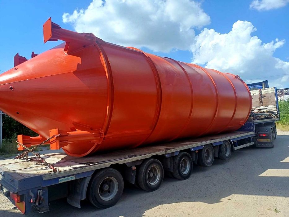 Nowy spawany silos na cement 60T 52,5 m³ z konstrukcją | drabina | balustrada | producent POWERTEC