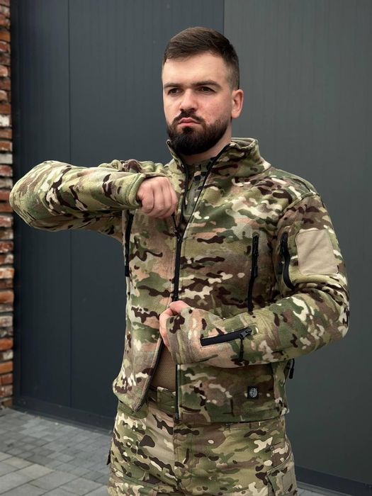 Флісова кофта Han Wild Мультикам | Тактична фліска | Військова кофта ЗСУ | Фліс Military Multicam | Тактичний одяг | Кофта 00598