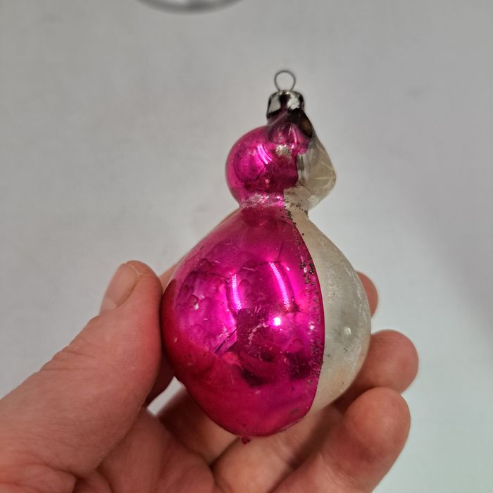 Stara bombka na choinkę z PRL szklana Kotek Kot 1