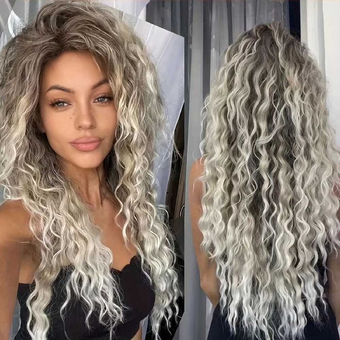Peruka blond smokey popielaty loki Afro PETARDA kręcone włosy