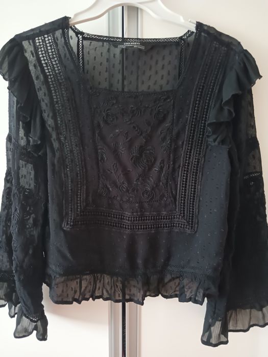 Bluzka wizytowa / galowa / imprezowa czarna marki Zara  XS / S