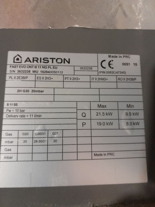 Części pieca gazowego Ariston fast evo
