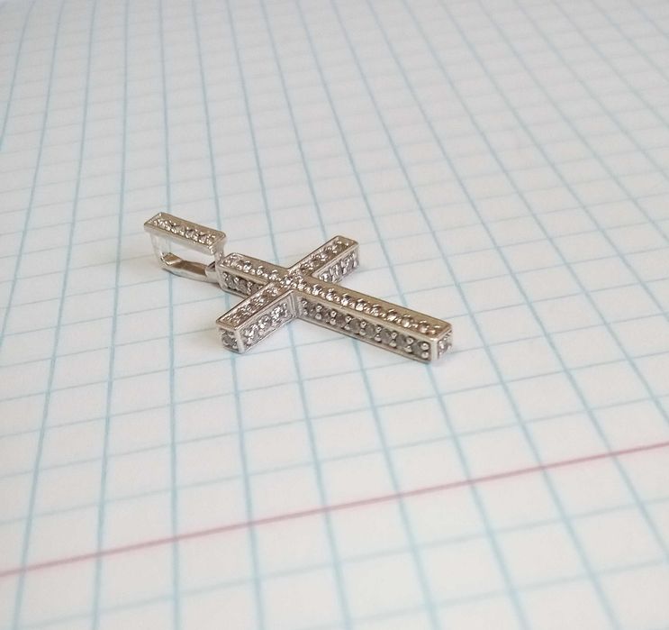 Хрестик кулон підвіска. Срібло 925 проба. З каменями