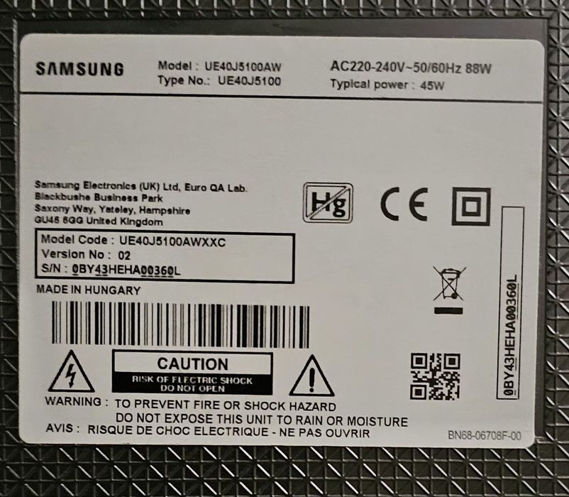 TV Samsung 40" Full HD (UE40J5100AW)