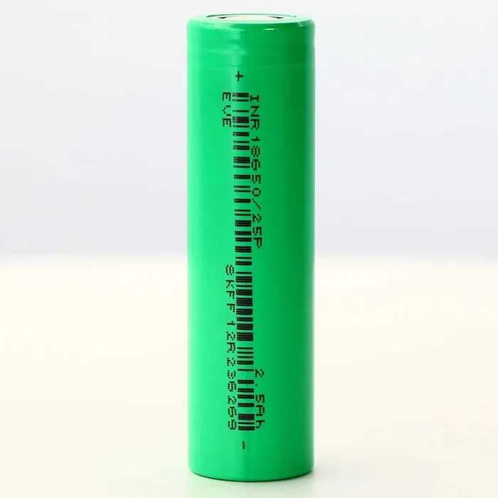 Високострумовий акумулятор EVE INR18650-25P: 2500 mAh, 30А, 3.6V