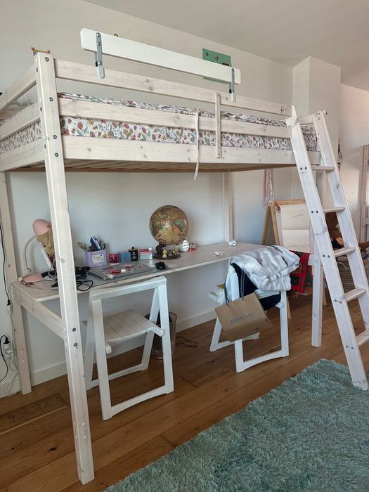 Cama alta beliche com secretaria+colchão