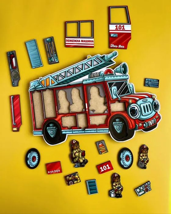 Знижки!Ubee. Дерев'яні пазли: Пожежна, Геометричні фігури, Будівництво