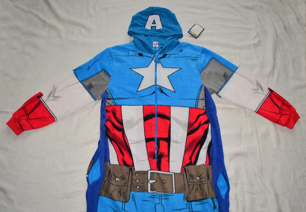 Новый кигуруми с капюшоном Marvel Капитан Америка флис пижама большой
