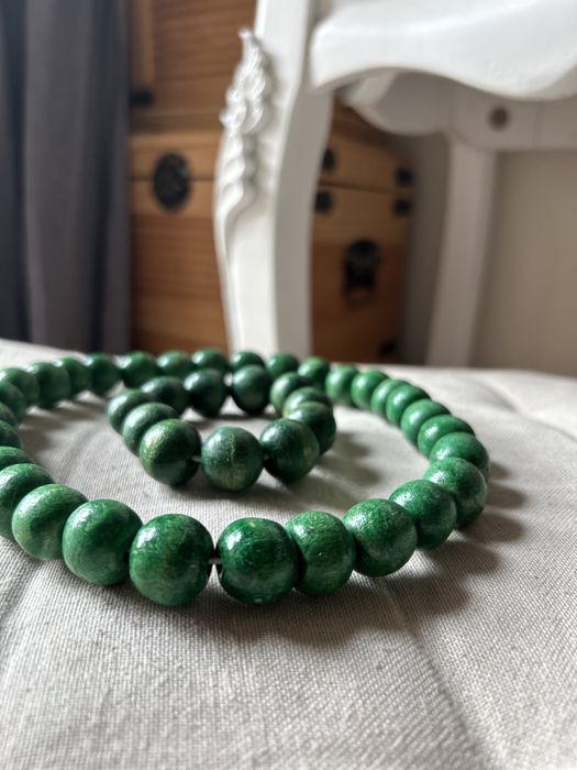 Zielone korale naszyjnik bransoletka drewniane
