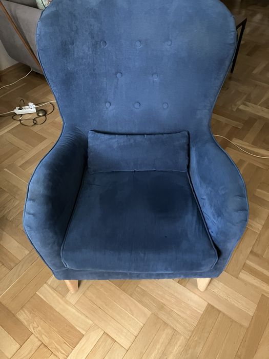 Fotel uszak granatowy