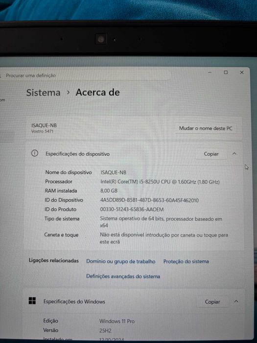 Portátil Dell Vostro 5471 com processador Intel i5, 8GB de RAM e SSD de 480GB. bateria nova!