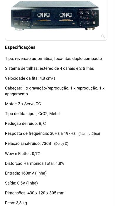 Sony Deck Cassetes we405