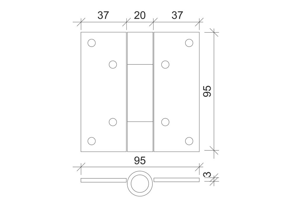 Zawias nierdzewny 10cmx10cm - solidny