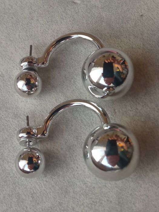 Kolczyki Sztyfty z perełkami Podwójne perełki Tribal Srebrne 1,5 cm