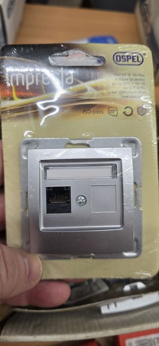 11szt Ospel Impresja gniazdo komputerowe srebro