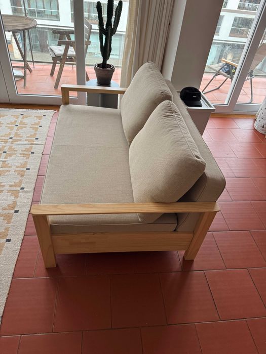 Sofá 2 lugares IKEA TORNSBORG – madeira bétula, bege