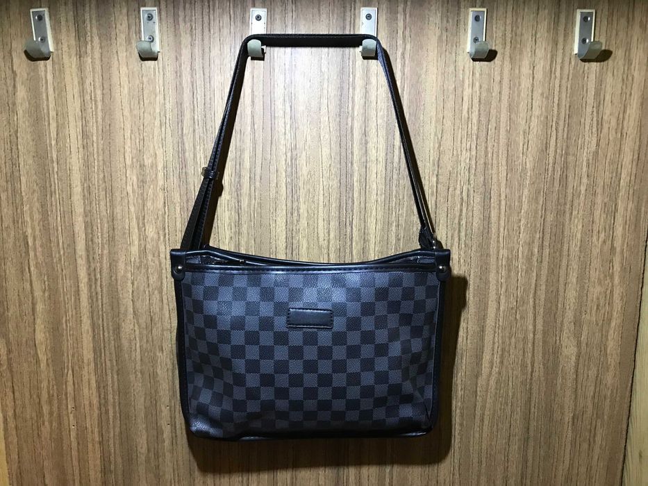 Чоловіча сумка месенджер канва Damier Graphite / Планшет через плече у клітку